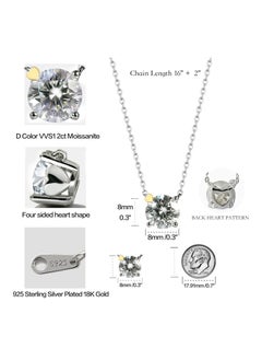 RUKYU 925 Sterling Silver Moissanite Necklace - 2 CT Moissanite Pendant Necklace for Women -Premium 18K White Gold Plated- D-Color-VVS1, GRA Certified Moissanite, Necklace for Girlfriend  - Image 2