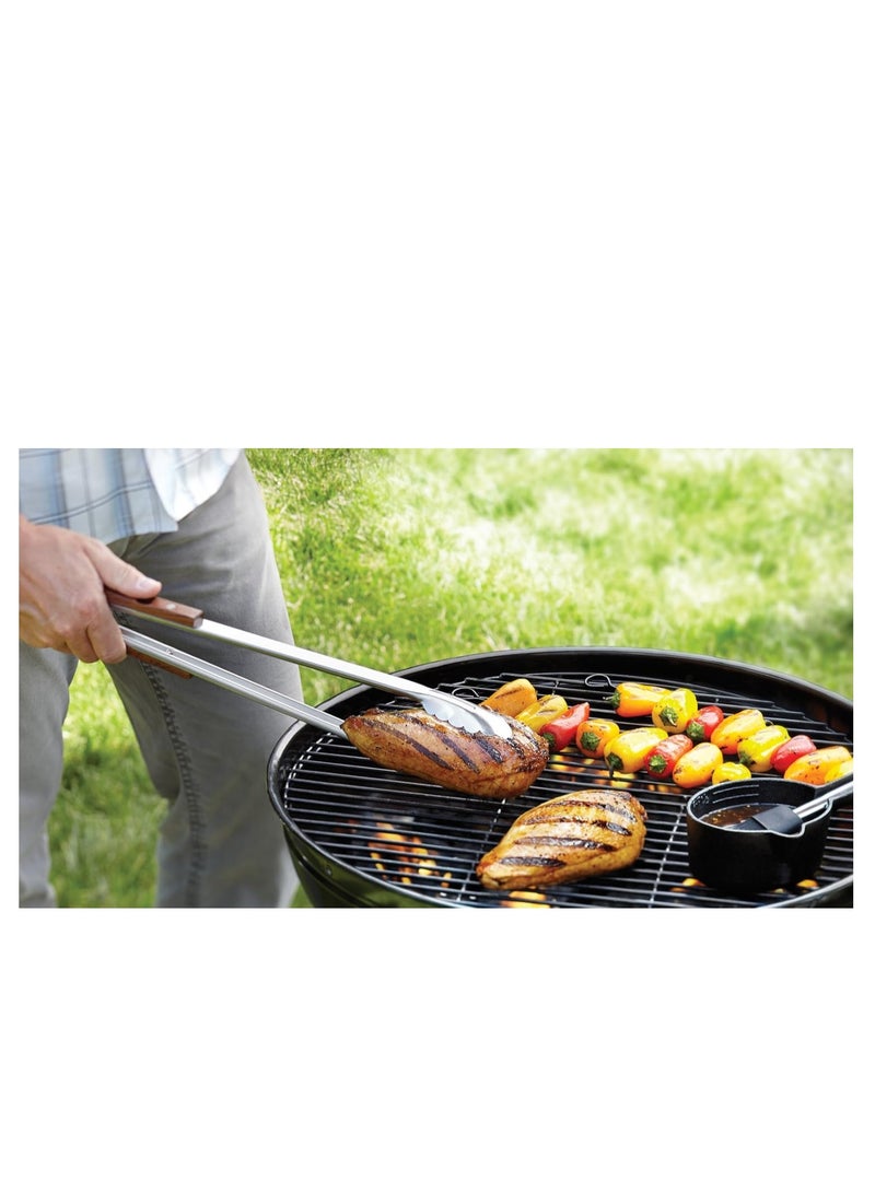 Outset Outset QB22 Extra Long Stainless Steel Locking Grill Tongs 22", Rosewood Handles  - Image 3