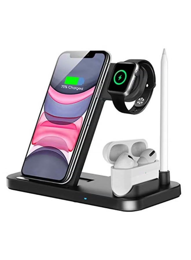 SHOPI 4 in 1 Fast Wireless Charging Station for Phones,Apple Watch,Pencil Charging Dock 