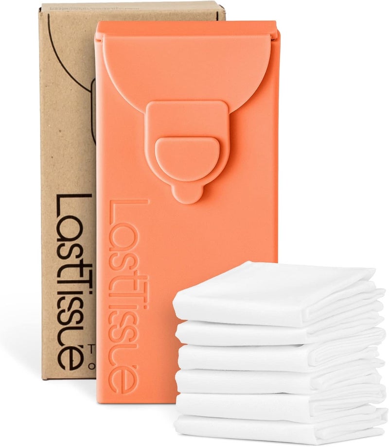 LastTissue Reusable Cotton Tissue Pack  Sustainable Durable EcoConscious Portable  Washable Facial Tissues for Men and Women with Travel Handkerchief Storage Case