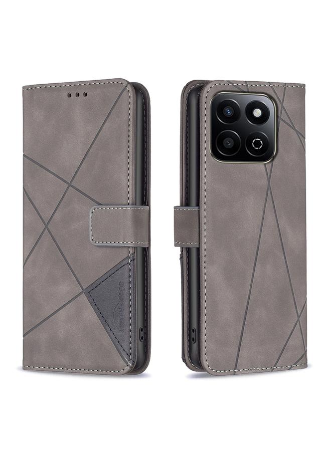 S-TOP Case For Honor 200 Smart / X7C Magnetic Buckle Rhombus Texture Leather Phone Case - Image 1