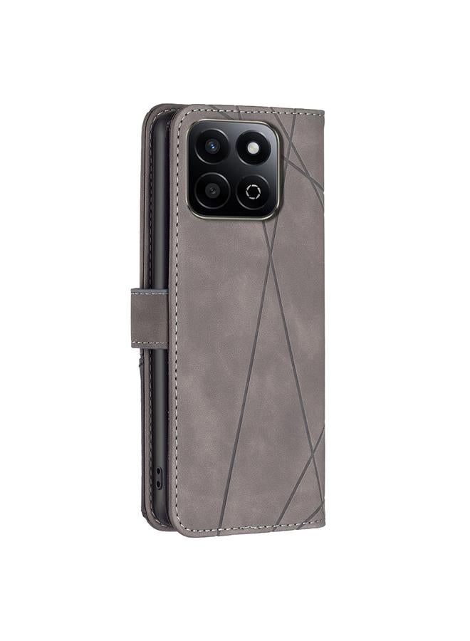 S-TOP Case For Honor 200 Smart / X7C Magnetic Buckle Rhombus Texture Leather Phone Case - Image 4