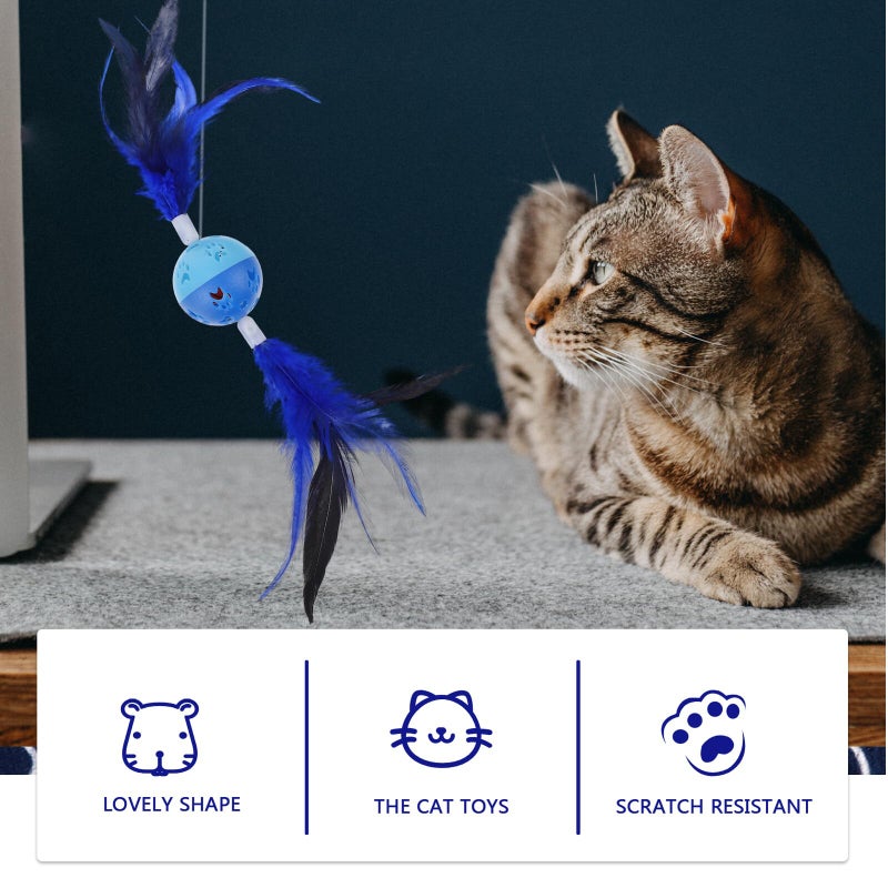 2PCS Cat Toys with Feathers and Bells Interactive Rolling Balls for Indoor Kitten Exercise Play - Image 4
