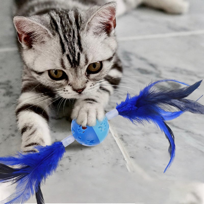 2PCS Cat Toys with Feathers and Bells Interactive Rolling Balls for Indoor Kitten Exercise Play - Image 5