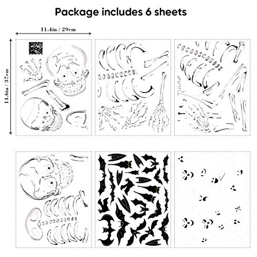 Tuzuaol Halloween Window Clings Skeleton Window Decorations for Glass Windows, Double Side Cute Halloween Window Stickers Decals Indoor Home Office Party Decor - Image 2