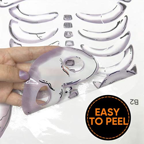 Tuzuaol Halloween Window Clings Skeleton Window Decorations for Glass Windows, Double Side Cute Halloween Window Stickers Decals Indoor Home Office Party Decor - Image 3