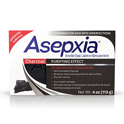 Asepxia Asepxia with Activated Charcoal Purifying Effect Acne Treatment Bar Soap with Salicylic Acid 4 Ounce 