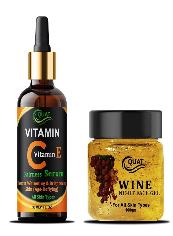 Quat Combo Pack Vitamin C with E Face Serum With Vitamin C Face Gel for All Skin Types (serum + Wine gel) - Image 1