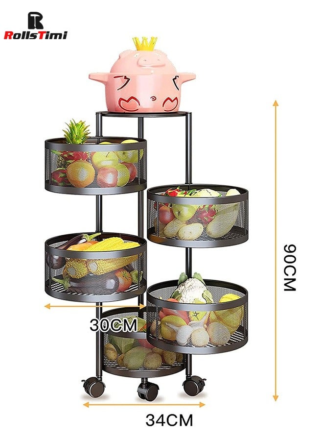 رولستيمي رف تخزين دائري 5 طبقات ، أسود - Image 3