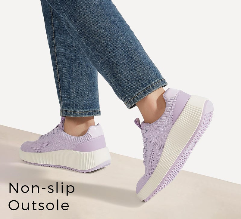 LUCKY STEP Women's Platform Sneakers Rhinestone Fashion Chunky Casual Sparkly Retro Braided Walking Shoes (Purple Woven,6 B(M) US) - Image 4