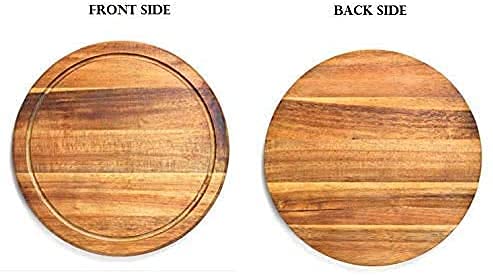 REPLEX Wooden Chopping Tray Round Cheese Board Fruit Vegetable Cutting Slicing Board Pad MDF Serving Kitchen with AntiSkid Serving Tray Cake Plate - Image 2