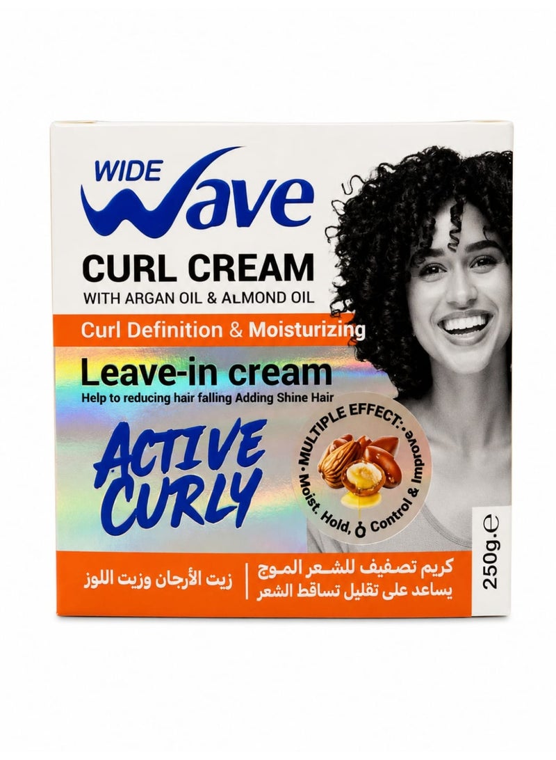 Wide Wave Curl Cream Leave-In with Argan Oil & Almond Oil – 250g - Image 1