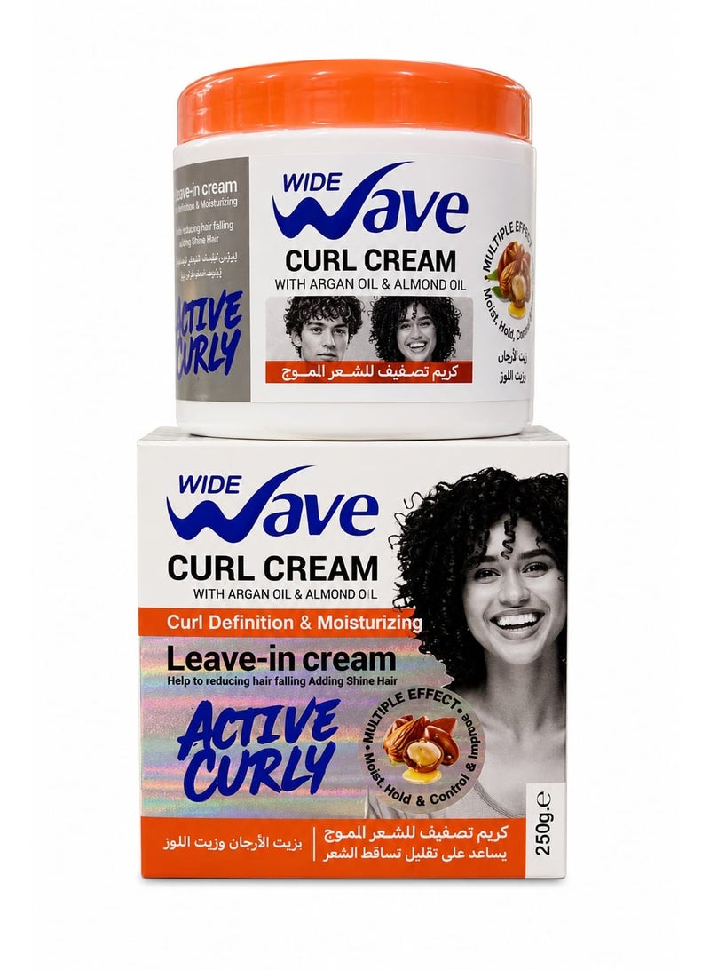 Wide Wave Curl Cream Leave-In with Argan Oil & Almond Oil – 250g - Image 2
