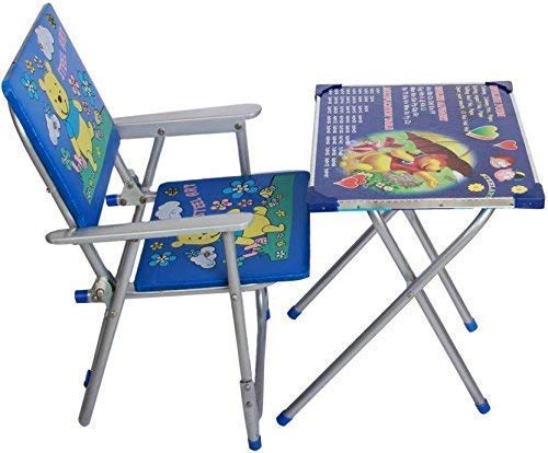 GRAZIA GRAZIA STEELART Kids Durable Wooden Folding Study Table Chair Set 28 Years Small Made in India 7 Years Warranty Blue
