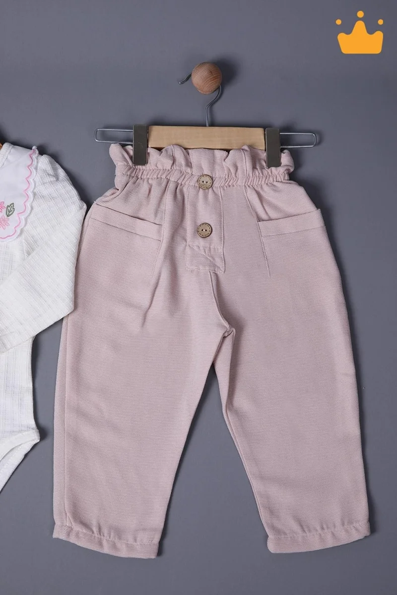 بيبي هولا Babyhola Girl's Snap Fastener Badi Trousers Stylish Bottom Top Set