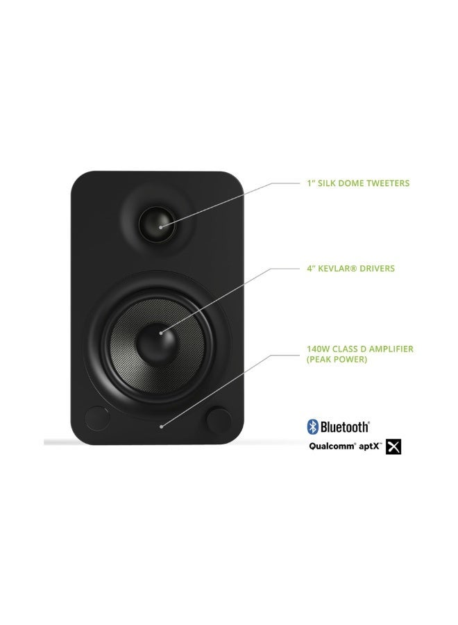 Kanto Audio YU4 140W Powered Bookshelf Speakers with Bluetooth and Phono Preamp-Matte Black, Pair - Image 4