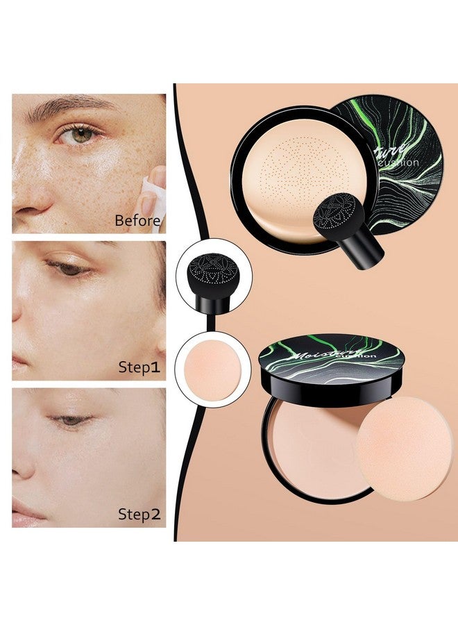 OETUIOW Mushroom Head Air Cushion CC Cream with Setting Powder Makeup Set, Blurs Fine Lines & Imperfections, Controls Shine & Smooths Complexion, Even Skin Tone for All Skin Types for Women (Natural) - Image 3