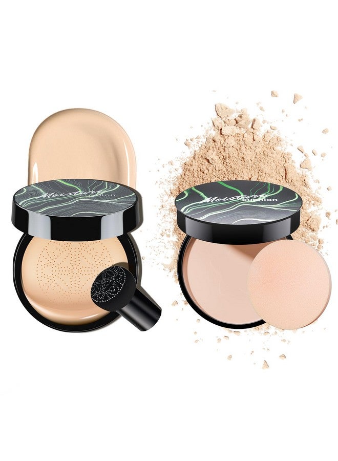 OETUIOW Mushroom Head Air Cushion CC Cream with Setting Powder Makeup Set, Blurs Fine Lines & Imperfections, Controls Shine & Smooths Complexion, Even Skin Tone for All Skin Types for Women (Natural) - Image 1