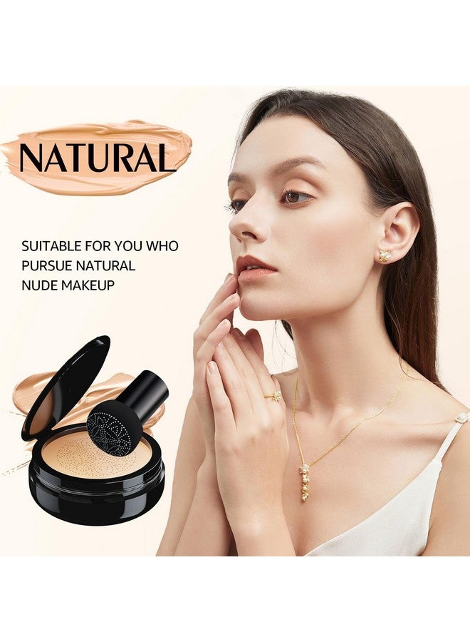 OETUIOW Mushroom Head Air Cushion CC Cream with Setting Powder Makeup Set, Blurs Fine Lines & Imperfections, Controls Shine & Smooths Complexion, Even Skin Tone for All Skin Types for Women (Natural) - Image 4