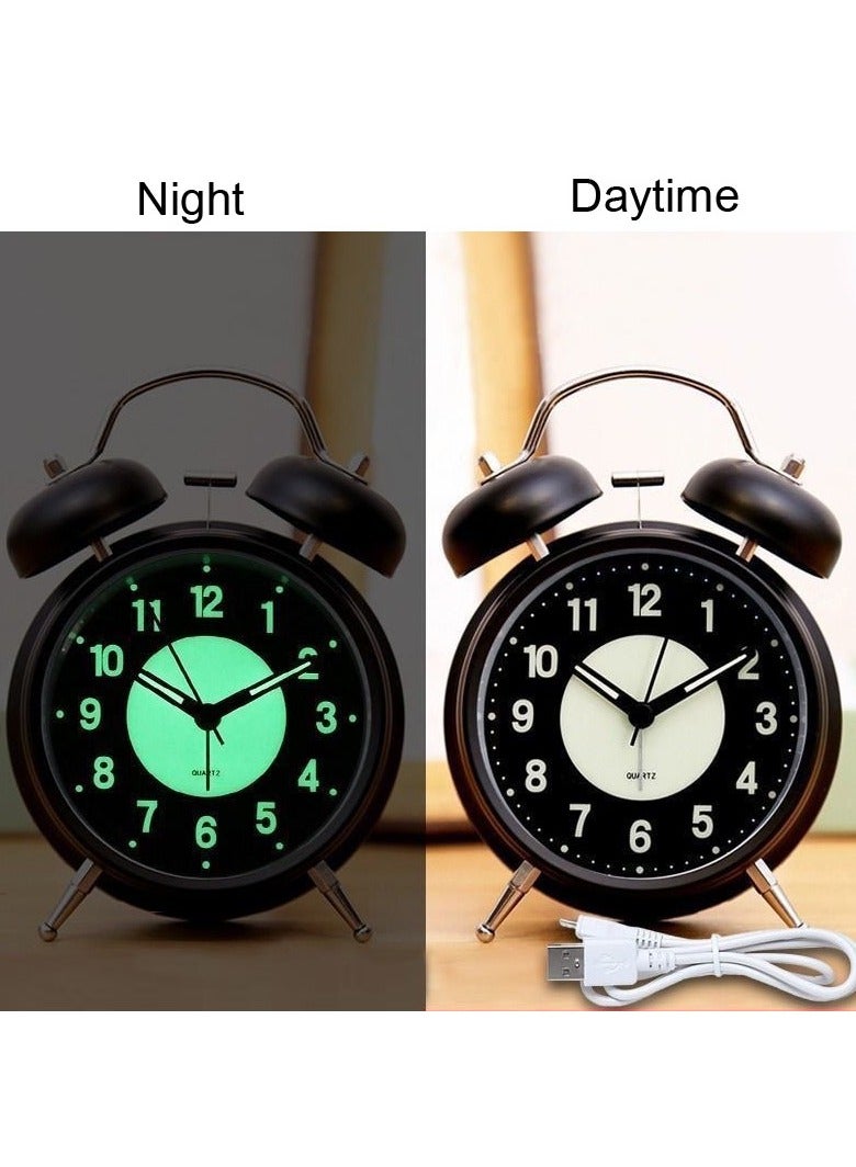 Twin Bell Alarm Clock Analog Luminous Alarm Clock or Bedroom Home or Office  - Image 2