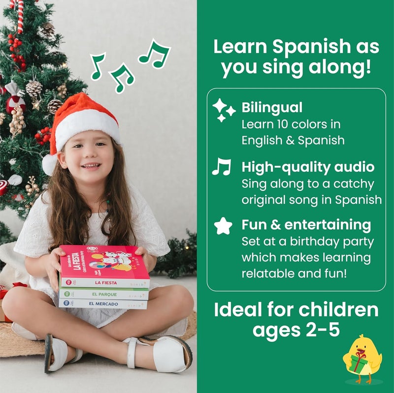 Binibi Store Spanish Musical Book Colors at The Birthday Party | Spanish Learning for Kids | Bilingual Book for Babies & Toddlers 1-3 | Libro en español para bebés - Image 3
