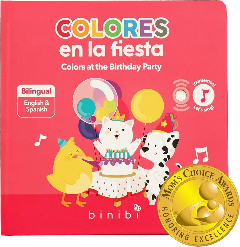 Binibi Store Spanish Musical Book Colors at The Birthday Party | Spanish Learning for Kids | Bilingual Book for Babies & Toddlers 1-3 | Libro en español para bebés - Image 1