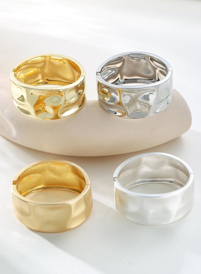 AYWFCBF Bangle Bracelets for Women | 14K Gold Plated Trendy Wide Bracelets | Hinged Arm Cuff Bangles Chunky Bracelet for Women, One Size, Alloy, no gemstone - Image 3