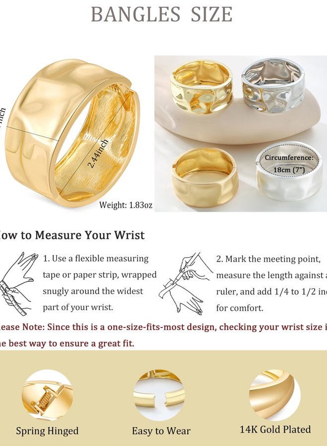 AYWFCBF Bangle Bracelets for Women | 14K Gold Plated Trendy Wide Bracelets | Hinged Arm Cuff Bangles Chunky Bracelet for Women, One Size, Alloy, no gemstone - Image 4