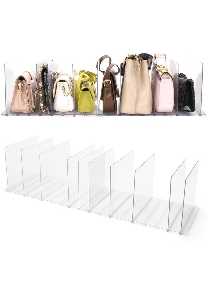 SSAWcasa Purse Organizer for Closet, Clear Acrylic Clutch Bag Organizer, Adjustable Shelf Divider for Closet Organizers and Storage, Detachable Handbag Separators Dividers Rack for Bedroom Bathroom Office  - Image 1