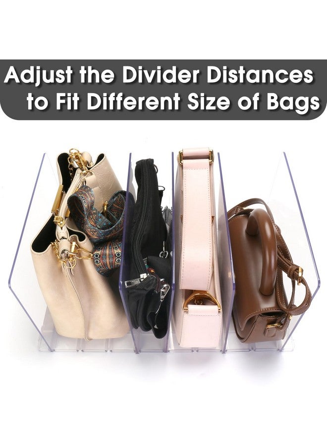 SSAWcasa Purse Organizer for Closet, Clear Acrylic Clutch Bag Organizer, Adjustable Shelf Divider for Closet Organizers and Storage, Detachable Handbag Separators Dividers Rack for Bedroom Bathroom Office  - Image 3