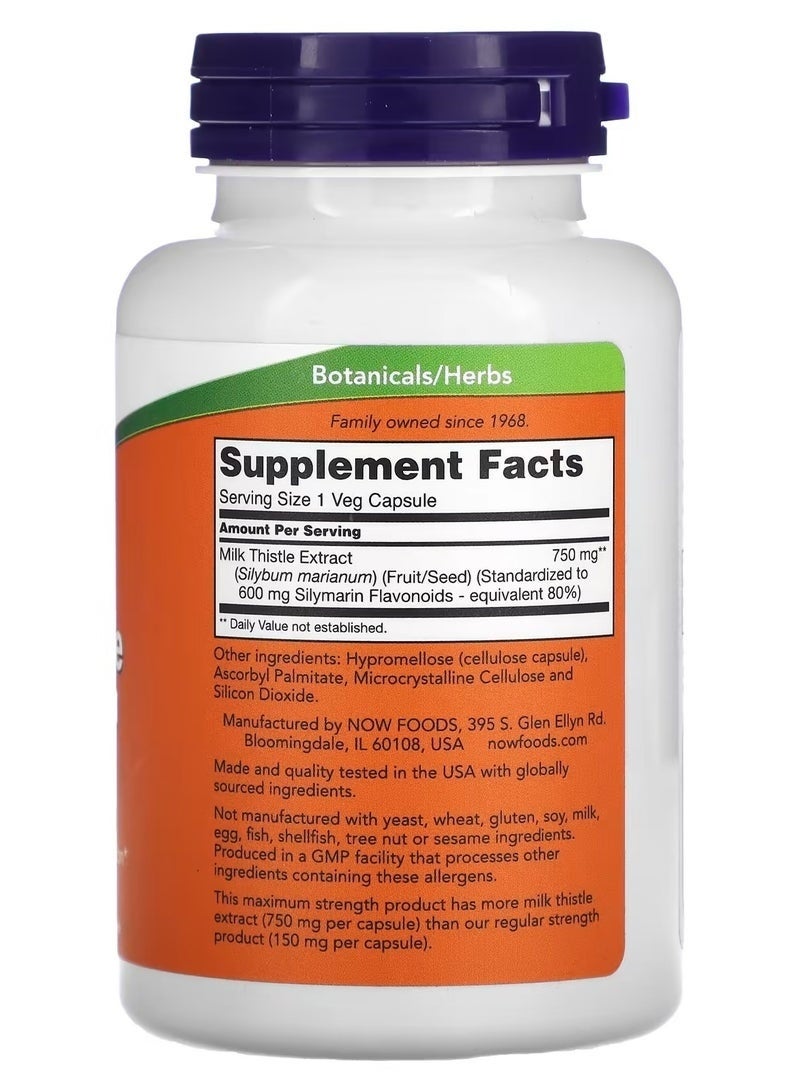 NOW Foods - Maximum Strength Milk Thistle Extract 750 mg Liver Support & Glutathione Production - 90 Veg Capsules - Dietary Supplement - Image 2