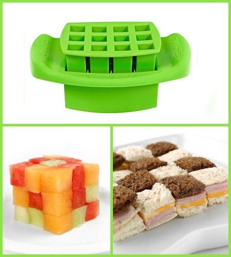FunBites Food Cutter for Kids, Green Squares - Image 2