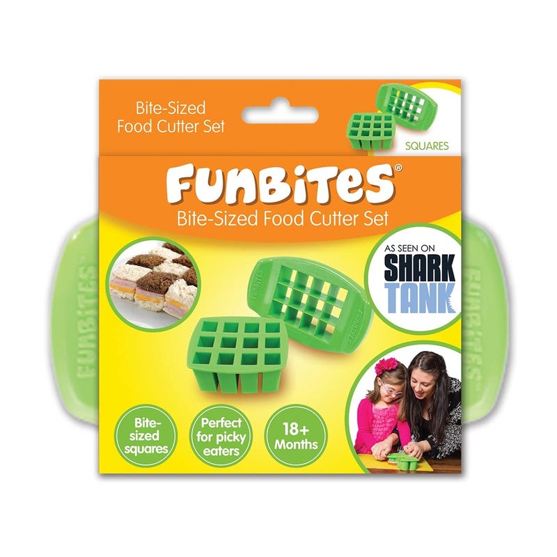 FunBites Food Cutter for Kids, Green Squares - Image 1