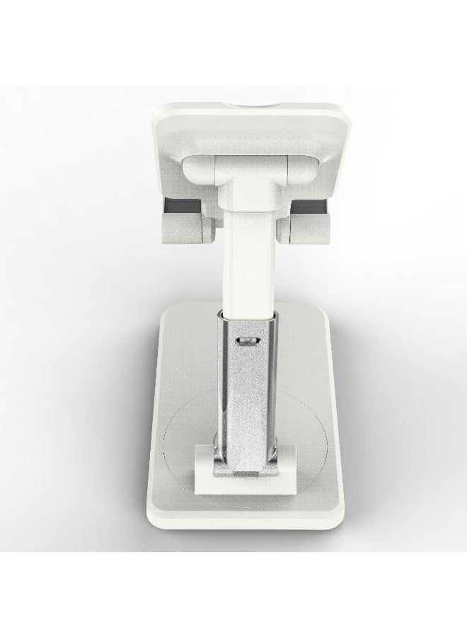 porodo Desktop Phone & Tablet Stand with Adjustable Telescopic Rod/ Rotating Desktop Phone Holder/ Horizontal & Vertical Tablet Stand/ Adjustable & Foldable Stand with Anti-Slip Base - White - Image 3
