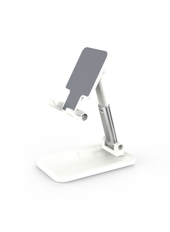 porodo Desktop Phone & Tablet Stand with Adjustable Telescopic Rod/ Rotating Desktop Phone Holder/ Horizontal & Vertical Tablet Stand/ Adjustable & Foldable Stand with Anti-Slip Base - White - Image 1