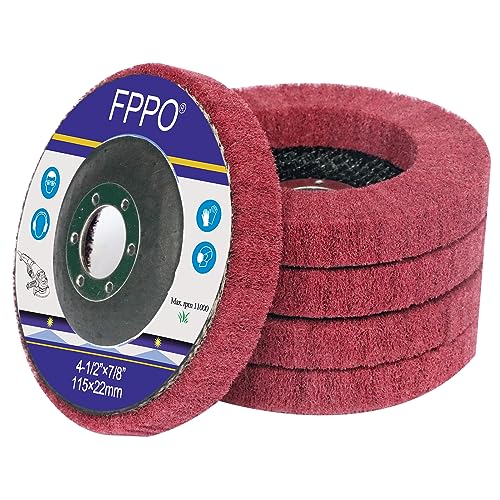 FPPO 5Pcs 4.5" x 7/8" Nylon Fiber Flap Disc Polishing Grinding Wheel,Scouring pad Buffing Wheel for Angle Grinder, Polishing Tools (Grit 320) - Image 1