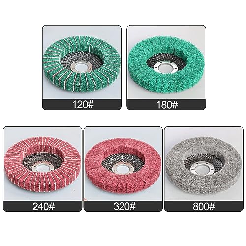 FPPO 5Pcs 4.5" x 7/8" Nylon Fiber Flap Disc Polishing Grinding Wheel,Scouring pad Buffing Wheel for Angle Grinder, Polishing Tools (Grit 320) - Image 3