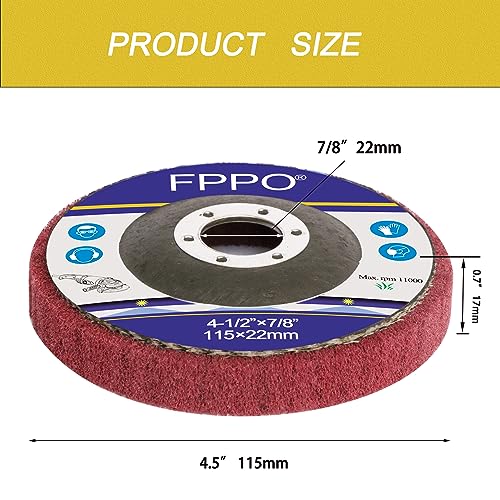 FPPO 5Pcs 4.5" x 7/8" Nylon Fiber Flap Disc Polishing Grinding Wheel,Scouring pad Buffing Wheel for Angle Grinder, Polishing Tools (Grit 320) - Image 2