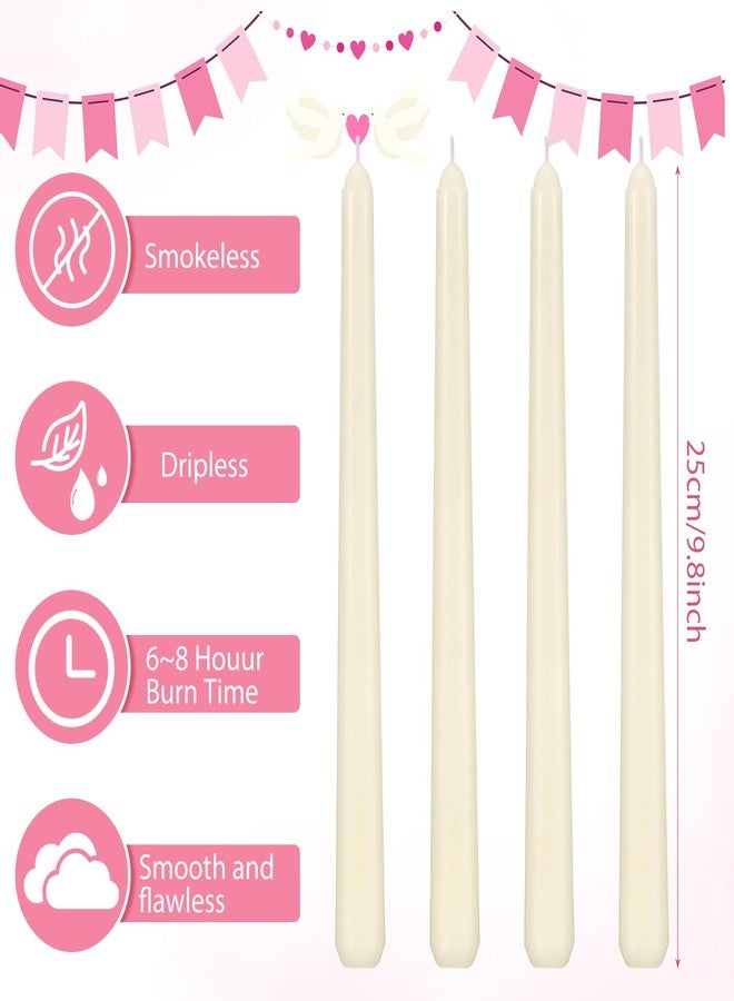 Conelist 4 Pcs Bow Taper Candles Coquette Taper Candles Wedding Candles Decor 10 Inch Smokeless Unscented Candle Cowgirl Gifts for Coquette Bachelorette Bridal Wedding Party (Pink, Ivory White) - Image 2