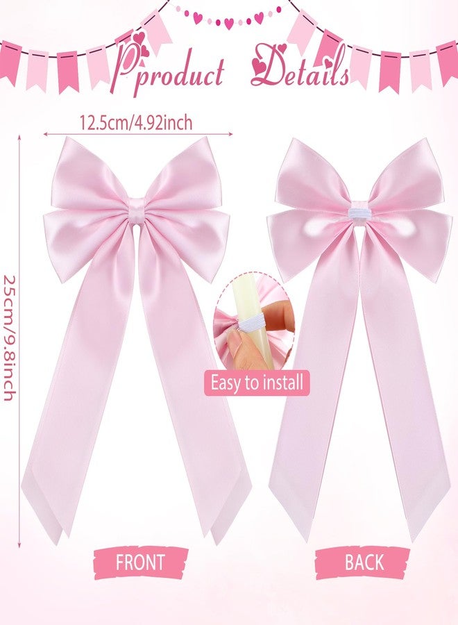 Conelist 4 Pcs Bow Taper Candles Coquette Taper Candles Wedding Candles Decor 10 Inch Smokeless Unscented Candle Cowgirl Gifts for Coquette Bachelorette Bridal Wedding Party (Pink, Ivory White) - Image 4