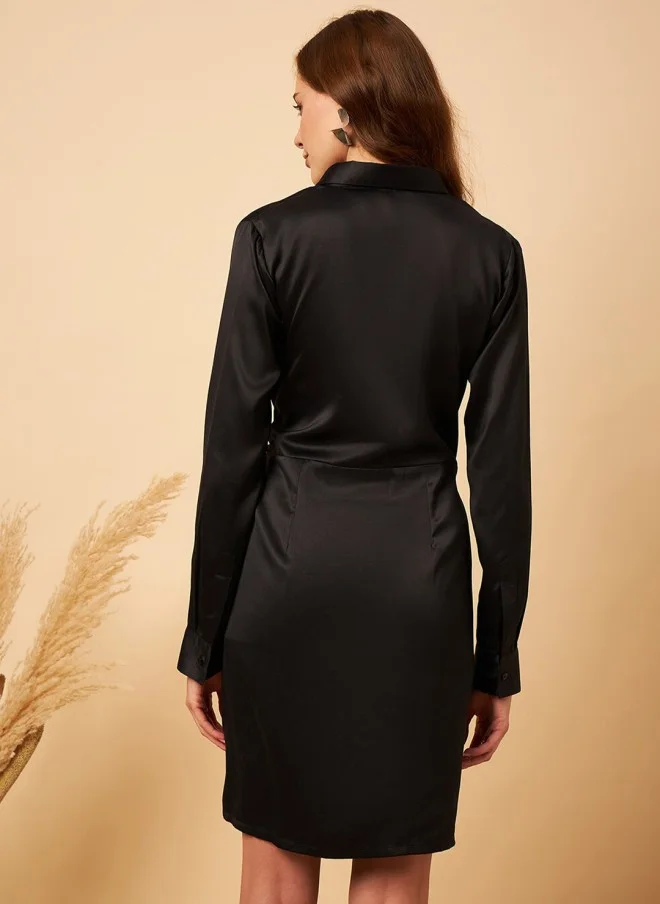 MINT STREET Satin A-Line Dress for Women