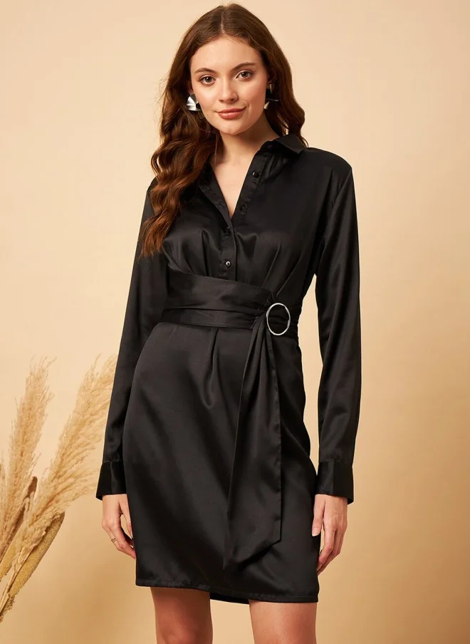 MINT STREET Satin A-Line Dress for Women