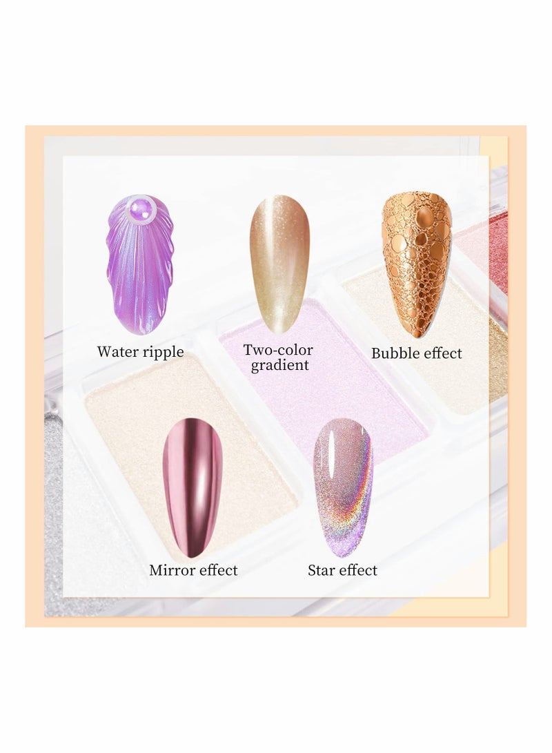 KASTWAVE مجموعة بودرة أظافر بتأثير المرآة المعدنية للأظافر باللون الوردي الذهبي والفضي والوردي اللامع - Image 5