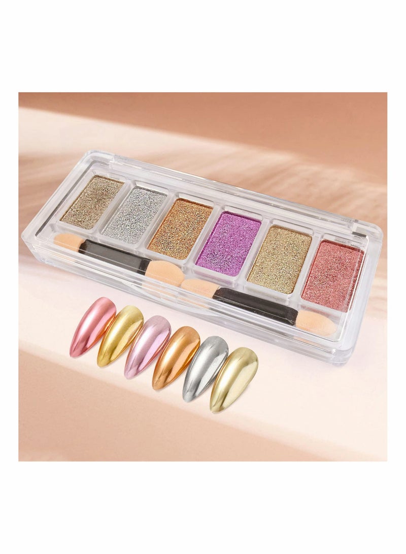 KASTWAVE مجموعة بودرة أظافر بتأثير المرآة المعدنية للأظافر باللون الوردي الذهبي والفضي والوردي اللامع - Image 2