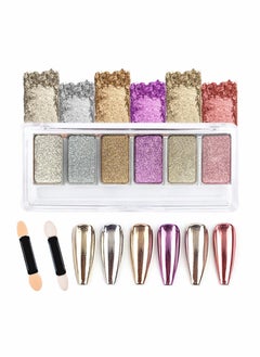 KASTWAVE Nail Powder Palette Metallic Mirror Effect for Nails Rose Gold Sliver Pink Holographic Glitter  - Image 1