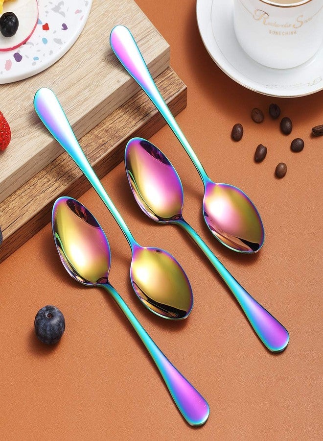 Berglander Rainbow Dinner Spoon of 4, Berglander 7.5" Stainless Steel Titanium Plating Shiny Mutil-Color Soup Spoons Silverware, Colorful Soup Spoon Table Spoons Set Sturdy Easy To Clean, Dishwasher Safe - Image 3