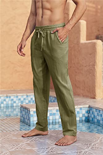 Karlywindow Mens Linen Pants Casual Loose Lightweight Drawstring Elastic Waist Summer Yoga Beach Trousers - Image 3