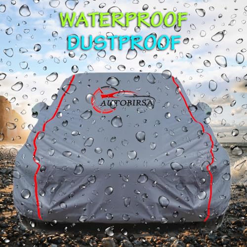 AUTOBIRSA Waterproof Car Cover Compatible with Volkswagen Virtus Free Bag and Mirror with Antenna Pocket, 100% All Weather Proof Cover with Custom Fit Grey Colour. - Image 4