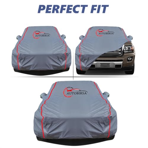 AUTOBIRSA Waterproof Car Cover Compatible with Volkswagen Virtus Free Bag and Mirror with Antenna Pocket, 100% All Weather Proof Cover with Custom Fit Grey Colour. - Image 5