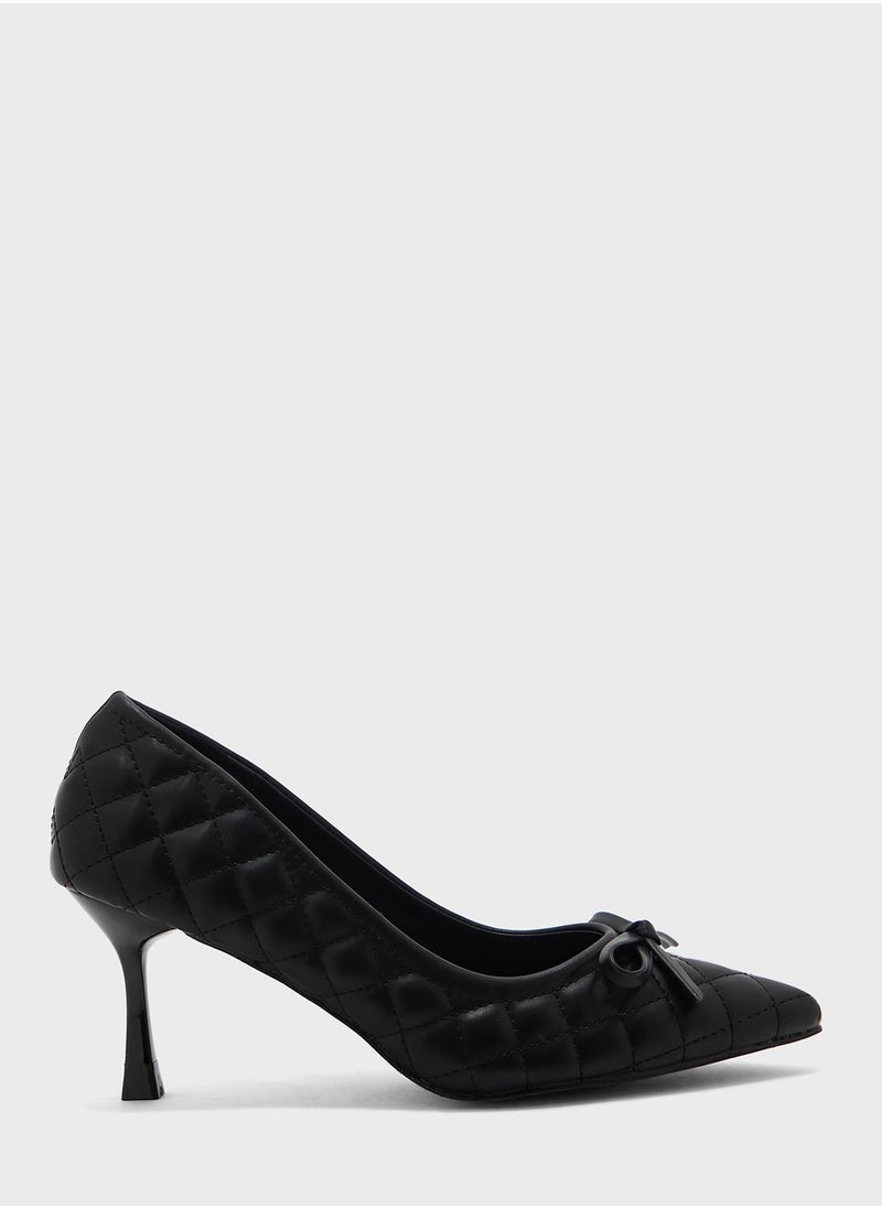 ELLA - Quilted Bow Pointed Pump - Image 1